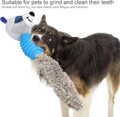 Image of Squeaky Dog Toy Plush No Filling Dog Chew Toy Cute Crinkle Small Animals Squeaky Toy for Puppy Tooth Training Chewing (Raccoon - Blue)