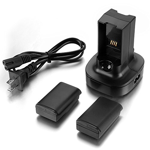 for Xbox 360 2 Pack Rechargeable Battery Pack with Dual Charging Station Dock Charger Stand Base
