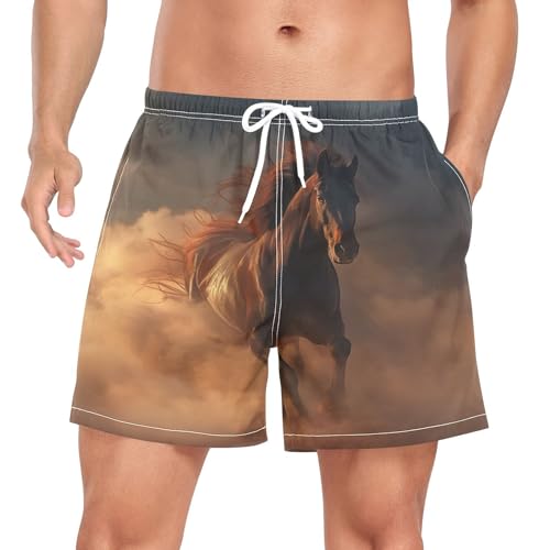 Maillot de bains respirant pour homme short de plage léger motif cheval