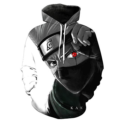 PZJ Sudadera con Capucha 3D Impresión Naruto Hatake Kakashi Unisex Hoodies Hombres y Mujeres Hooded con Bolsillo Delantero Grande de Canguro y Manga Larga para Primavera y Otoño Hatake Kakashi S