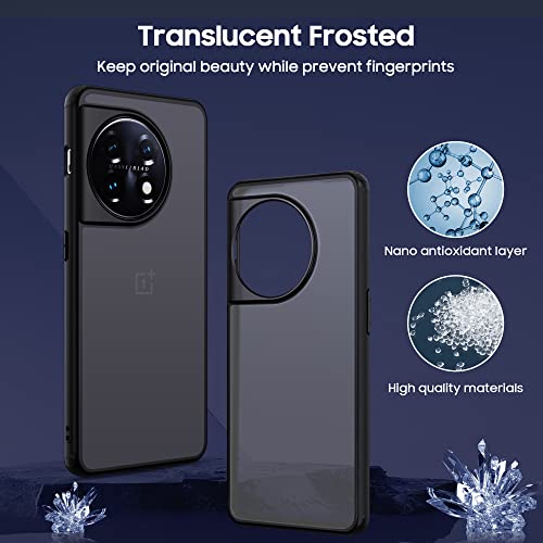 Slim Fit for OnePlus 11 Case with Camera Lens Protector, One Plus 11 5G (2023) Translucent Frosted Phone Cover, 1+11 Soft Edge & Hard Back Shockproof Protective Shell