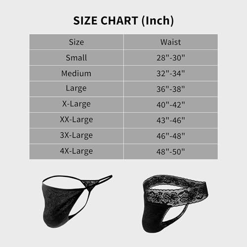 Sexy Men Lace Thong Comfortable Soft Lace T Back Thongs Panties 2Pcs Size S-4XL2