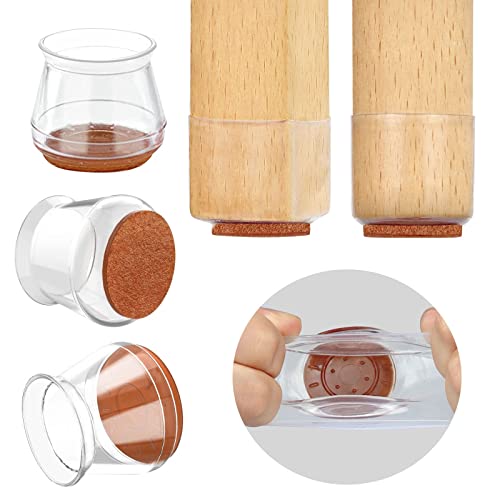 Image of 24 Pcs Chair Leg Floor Protectors, High Transparency Chair Leg Covers, Protect The Floor to Reduce Noise, Easy to Move(24 Pcs Medium)