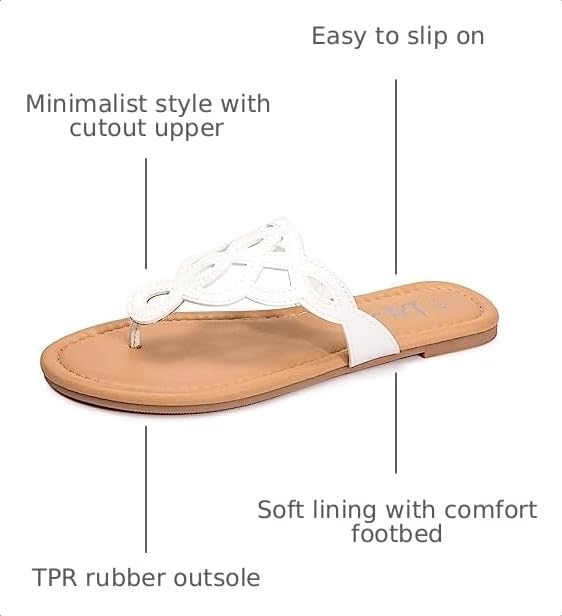 Image of LM Women's Thong Sandals T-Strap Sandals Slip On Flat Sandals Flip Flop Casual Summer Slide Sandals