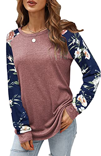 Odosalii Langarmshirt Damen,Farbblock Rundhals Pullover,Oberteile Casual...