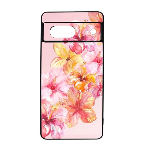 qizjio Summer Phone Case Shockproof Protective Hibiscus Floral Cover for Google Pixel 7
