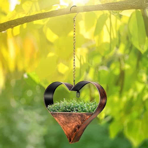 Metal Hanging Planters for Indoor and Outdoor Plants,Rustic Heart Shape