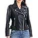 SILVER FASHIONS Lambskin Leather Jacket Women,Motorcycle Jacket,Asymmetrical Zip Style,Buckle Belts,Quilted Details (US, Alpha, Large, Regular, Regular, BLACK)