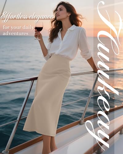 Huukeay 3 Pack Midi Skirts for Women Summer with Pockets A Line Flared Stretchy High Waist Long Skirt Dressy Casual2