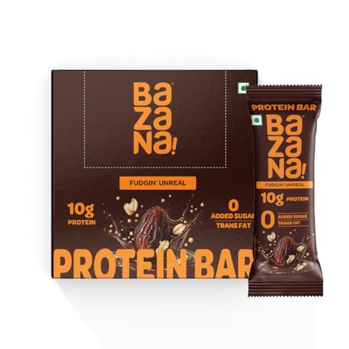 Image of Bazana 10g Protein Bar | Pack of 12 | Fudgin' Unreal | No Added Sugar | High Protein Healthy Snack | Whey & Nuts Blend | Gym & Workout Recovery | Gluten Free | Healthy Snacks