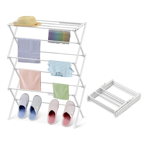 KeingGcopr Tendedero de ropa para el hogar, interior, plegable, para lavandería, 40 x 28.8 x 14.2 pulgadas, ahorro de espacio en interiores y exteriores, blanco puro, 1 paquete