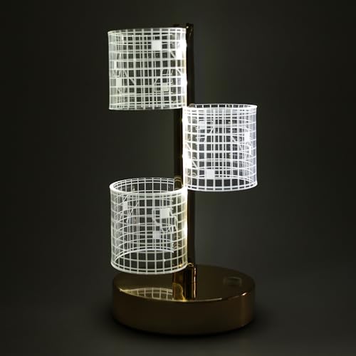Image of Lexton 8 Inch Acrylic Column Touch Sensor LED Table Lamp with 3 Light Modes | Rechargeable Decorative Lamp for Bedroom, Living Room, Office & Home Decor