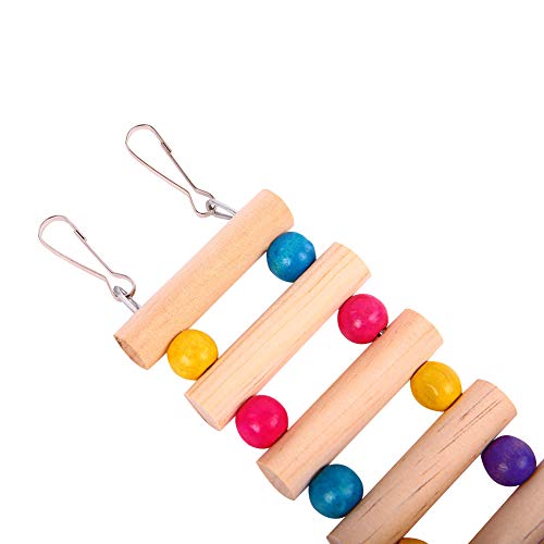 KAMA BRIDAL Bird Ladder Bridge, Parrot Nature Wood Perch Hamster Rats Climbing Ladders Swing Toys for Cockatiel Grey Parrot Parakeet Canary Northern Cardinal Budgie