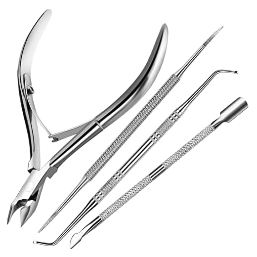 4 PCS Nail Care Kit, Nail Cuticle Nippers, FANDAMEI Ingrown Toenail Tools Kit, Toenail File and Lifters Stainless Steel, Nail Lifter, Nail Cuticle Pushers, Professional Manicure and Pedicure Set