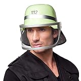 Boland 01379 - Feuerwehr-Helm Notfall 112, Kunststoff, Visier, Nackenschutz, Hut, Kopfbedeckung, Kostüm, Karneval, Mottoparty