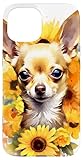 Chihuahua Dog Watercolor Sunflower Chihuahua Case for iPhone 15