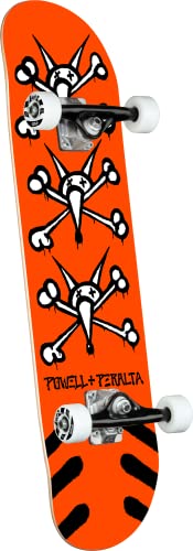 Costruito in fabbrica completo viene fornito con camion Mini Logo Pro, logo Powell-Peralta 53 mm 101a durezza qualità versato ruote uretano, nastro di tenuta media più gomme per camion di durezza media e bulloni neri da 1 pollici. Mini logo velocità nominale cuscinetti di precisione.