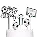 MiaLover 5 decorazioni per torta di calcio, per cupcake, calcio, decorazione per torta di compleanno, in jersey, con obiettivo di Happy Birthday, decorazione per torte di calcio