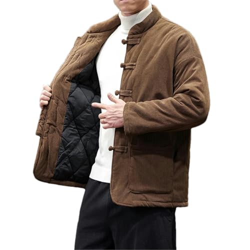 Costume Tang homme veste d'hiver style chinois velours côtelé de qualité