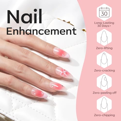 Image of modelones Gel Polish Builder Nail Set, Base Colors 8-in-One Jelly Nude Pink Clear Builder Nail Gel for Nails Strengthener Hard Extension Rubber Lamp Cured 6 Colors