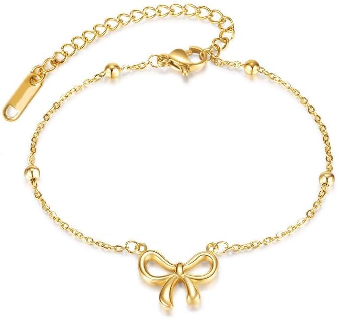 1 PC Stainless Steel Anklets for Women/Girls – 18K Gold Plated Paperclip Chain, Heart, Bow & Daisy Flower Ankle Bracelets – Anti-Tarnish, Waterproof Summer Beach Jewelry Gift-image-25