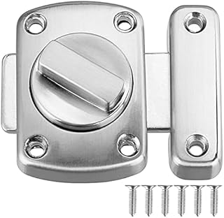 Litensh Bathroom Toilet Door Latch Rotate Bolt Gate Latch Stainless Steel Door Lock, Brushed Safety Cabinet Slide Lock Latch (55MM, Silver)