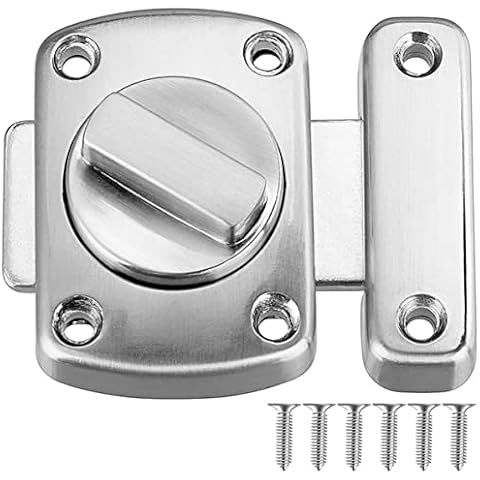 Litensh Bathroom Toilet Door Latch Rotate Bolt Gate Latch Stainless Steel Door Lock, Brushed Safety Cabinet Slide Lock Latch (55MM, Silver) Cover
