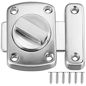 Bathroom Door Bolt Lock Toilet Door Latch Rotate Bolt Gate Slide Latch Stainless Steel Door Locks Brushed Safety Cabinet Slide Lock Latches Silver 55MM