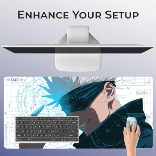 Image of ON TREND Anime Series Printed Mouse pad with Anti-fray Stitching, Waterproof Surface & Non-Slip Rubber Base Gaming Mouse Mat for Laptop, Computer & Desk (Large Extended -23x11 Inch) (Gojo)