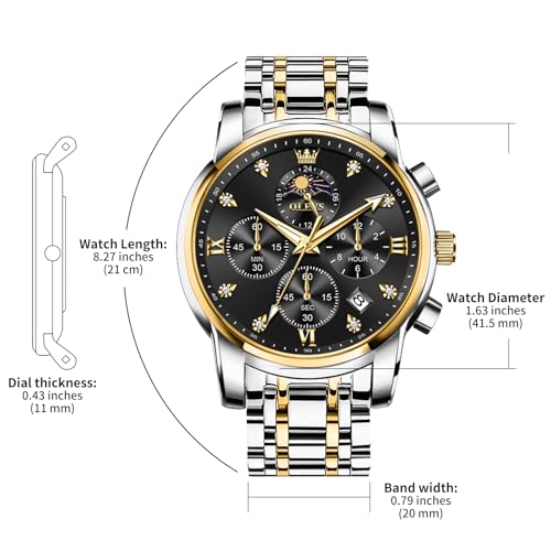 Image of OLEVS Watches for Men Dress Chronograph Luxury Stainless Steel Big Face