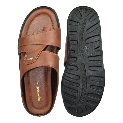 Image of AJANTA Men's Sandals for Men | Casual Walking Office Outdoor Sandals | Lightweight Comfortable Slip-On Footwear for Men | Anti-Skid Travel Daily Wear Open Toe Summer Sandals for Men