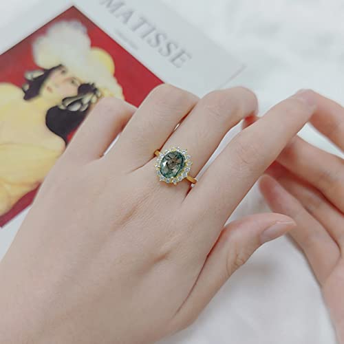 Gem's Beauty Moss Agate Rings 14k Gold Engagement Rings Women in 925 Sterling Silver Rings2
