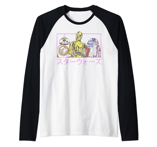 Star Wars The Last Jedi Droids Raglan Baseball Tee T-shirt Imprimé Coton