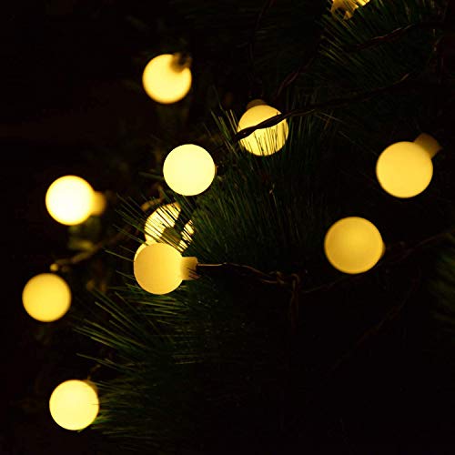 Price comparison product image tenger Fairy Festoon Lights 50 LEDs Warm White Globe String Lights Solar Powered 8M Waterproof Decorative Lights for Indoor Outdoor Party Home Garden Patio Bar Restaurant