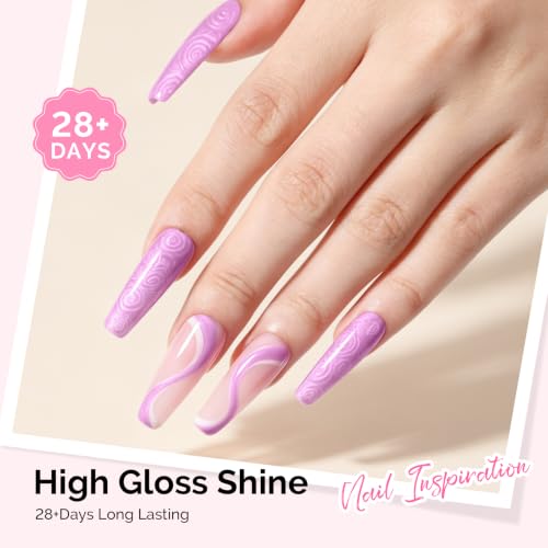 Image of MelodySusie Lavender Purple Pearl Gel Nail Polish,0.5fl oz Soak Off UV LED Drawing Shimmer Gel Polish Soak Off Swirl Shell Thread Effect Gifts for Women Nail Art Manicure Salon DIY Nail Design-A1709