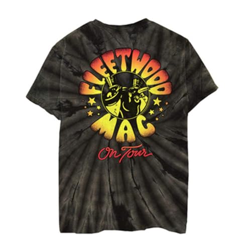 Image of Fleetwood Mac Unisex's Official Tour Spiral T-Shirt, Grey Tie Dye, XL
