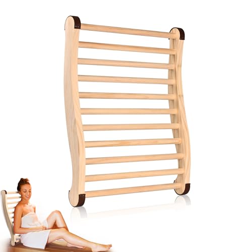 KlenzMate Upgraded Sauna Backrest, 20" Sauna Accessories, S-Shaped Ergonomic Design Sauna Chair, with Non-Slip Pads, Suitable for Infrared Sauna Backrest and Barrel Sauna Backrest, Handmade