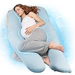 Nuliie Pregnancy Pillow for Sleeping, U Shaped Full Body Pillow with Washable Cooling Fabric Cover, Maternity Pillow Support for Back, Hips, Legs for Pregnant Women (Cooling Light Blue)