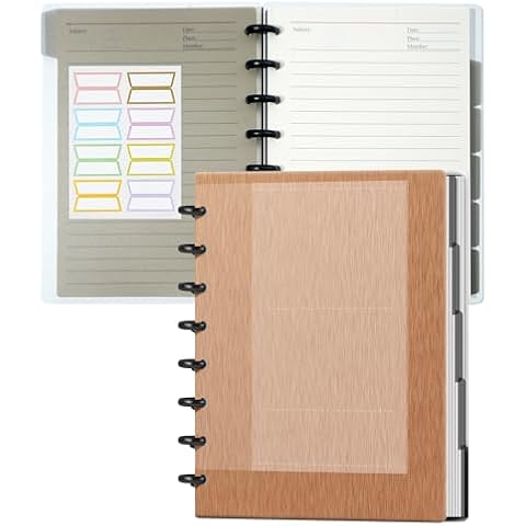 Yoment Discbound Notebook Customizable Spiral Journal Refillable 5 Subject Notebook with Removable Pages 120 Wide Ruled Disc Planner with 6 Binder Dividers & 16 Tabs for Work Meeting School Cover