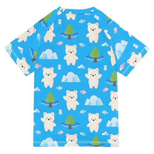 ALAZA Kids Rash Guard Boys Toddler Swim Shirts Short Sleeve White Bear Iceberg UPF 50+ 3T2