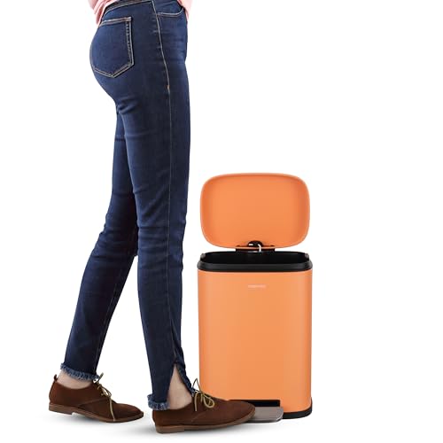 happimess HPM1006K Connor Rectangular 13-Gallon Trash Can with Soft-Close Lid and Free Mini Trash Can, Fingerprint Resistant, Modern, Minimalistic for Home, Kitchen, Office, Bathroom, Carrot Cake by happimess - Used condition - Image 8
