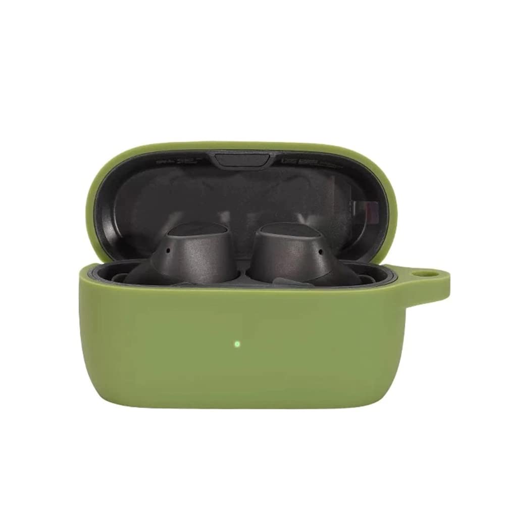 S-COLORSilicone Wireless Protective Earbud Case for Jabra Elite 3 Scratchproof/Shock Resistant/Waterproof/Falling Resistant With A Carabiner For Jabra Elite 3 (Matcha green)