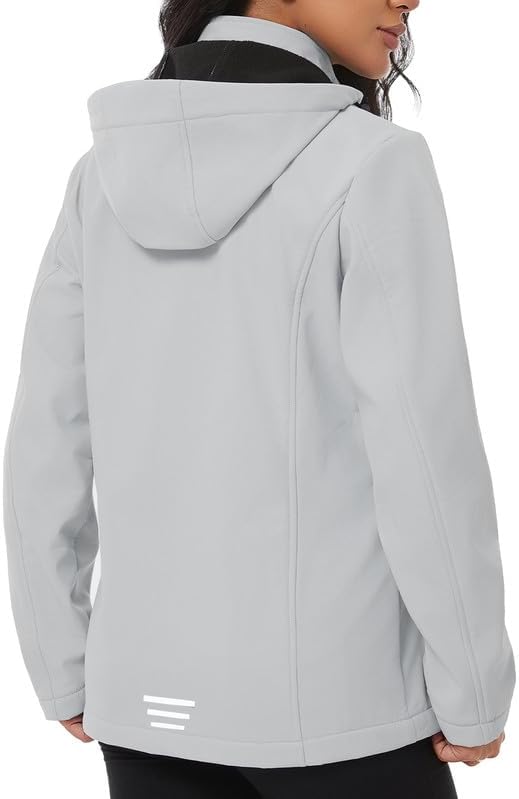 GGleaf Women's Softshell Jacket Light Insulated Windbreaker Hooded Windproof Coat for Outdoor Hiking - Image 6