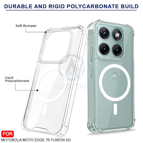 Image of AESTMO Clear Back Cover for Moto Edge 70 Fusion 5G | 360 Protection | Transparent Back Cover for Moto Edge 70 Fusion 5G (PC + TPU, Compatible with MagSafe Accessories, Transparent Bumper)