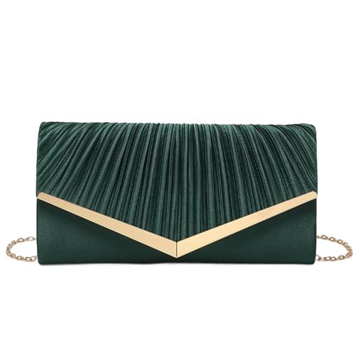 Kiss me Women Clutch Purse Evening Bag Wedding Prom Velvet Handbag Ladies Elegant Shoulder Bag With Detachable Chain (Green)