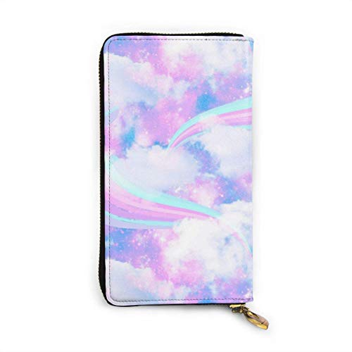 Preisvergleich Produktbild JHGFG Regenbogenwolken Echtes Leder Geldbörse Lange Damen Geldbörse Handtasche Multi Kartenhalter Organizer Für Frauen Angepasst