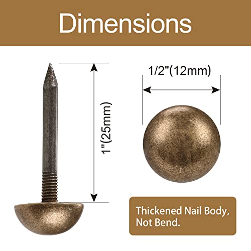 Solid Pure Brass Tacks As Antique Upholstery Tacks For Furniture , Decorative Push Pins For Wood,Carpet Tacks,Hardware Tacks,Wall Tacks,Thumb Tacks，Brass Fasteners(1/2",12Mm Brozen Color,20 Pcs ) #TOP1