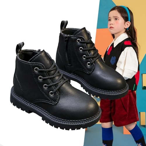 Boys Girls Waterproof Lace-up Side Zip-up Ankle Boots Outdoor Military School Tactical Combat Boots (Toddler/Little Kid)2