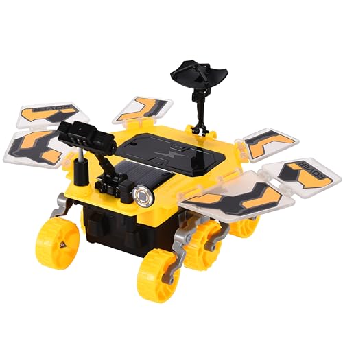 Dazmers Solar Robot Kit - Space Rover STEM Building Toys - Kids DIY Solar Power Robot Car with Gears, Screws, Solar Panels - Explore Solar Energy - Yellow and Black, 8.85x5.51x2.75 inches