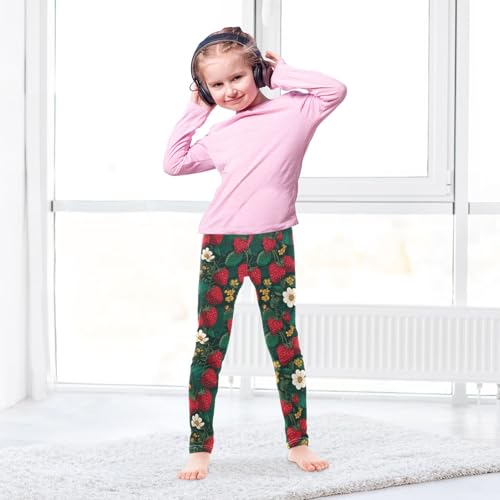 senya Girls Printed Leggings Yoga Pants Flower Leaf Strawberry Pattern for Kids in 4t to 10 Years, 4T4